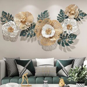 Metal Flower Wall Art Iron Wall Hanging Home Decoration Perfect for Living Room/Hotel/Restaurant/Bedroom/Drawing Room (Color : Multi) (Size: 43 x 24 INCH)
