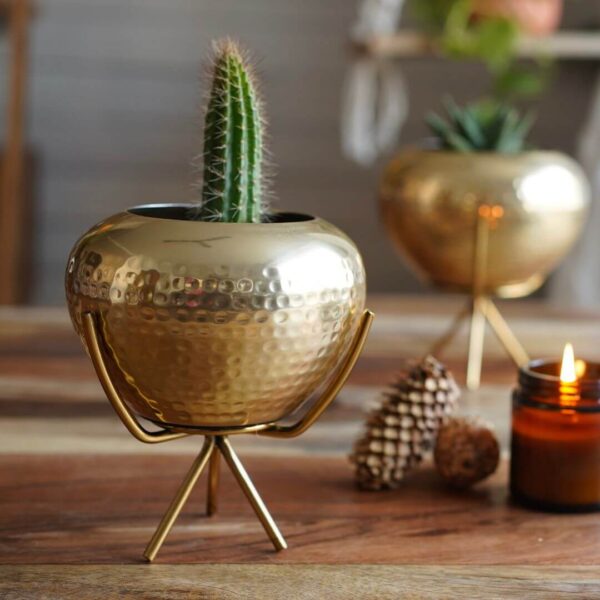 Mini Planter Hammered with stand - Image 2