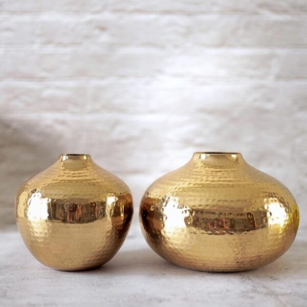 Iron Hammered  Round Flower Vase - Image 6