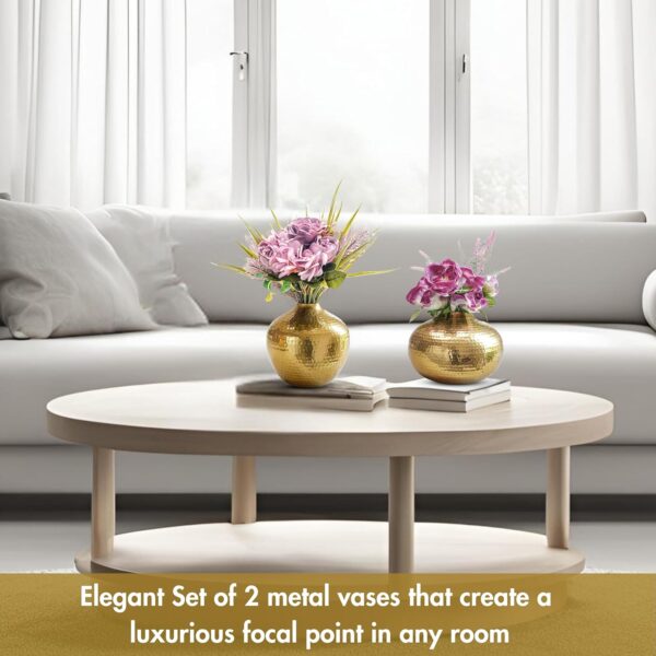 Iron Hammered  Round Flower Vase - Image 2