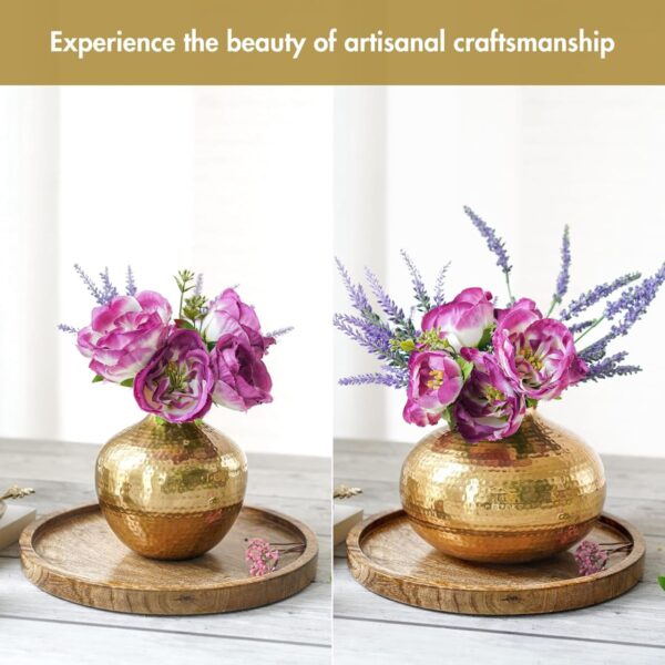 Iron Hammered  Round Flower Vase - Image 3