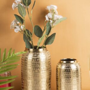 Aluminium Flower Vase Rice Hammered Gold Plated