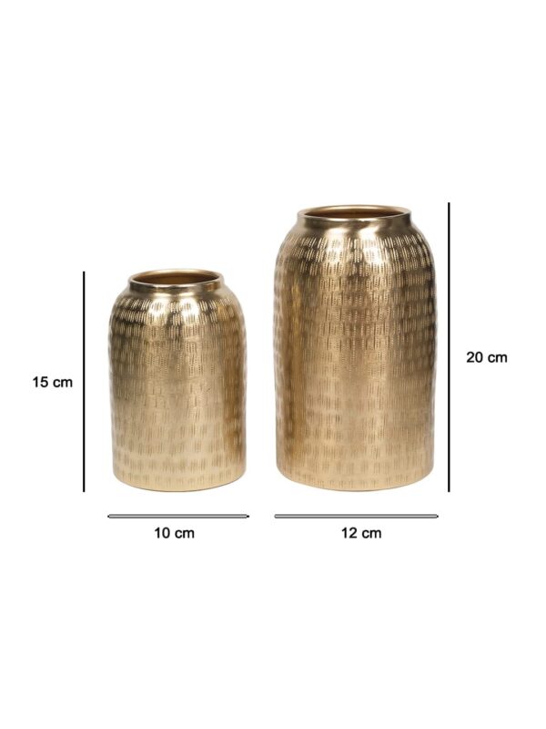 Aluminium Flower Vase Rice Hammered Gold Plated - Image 3