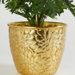 Aluminium Planter Embossed Gold