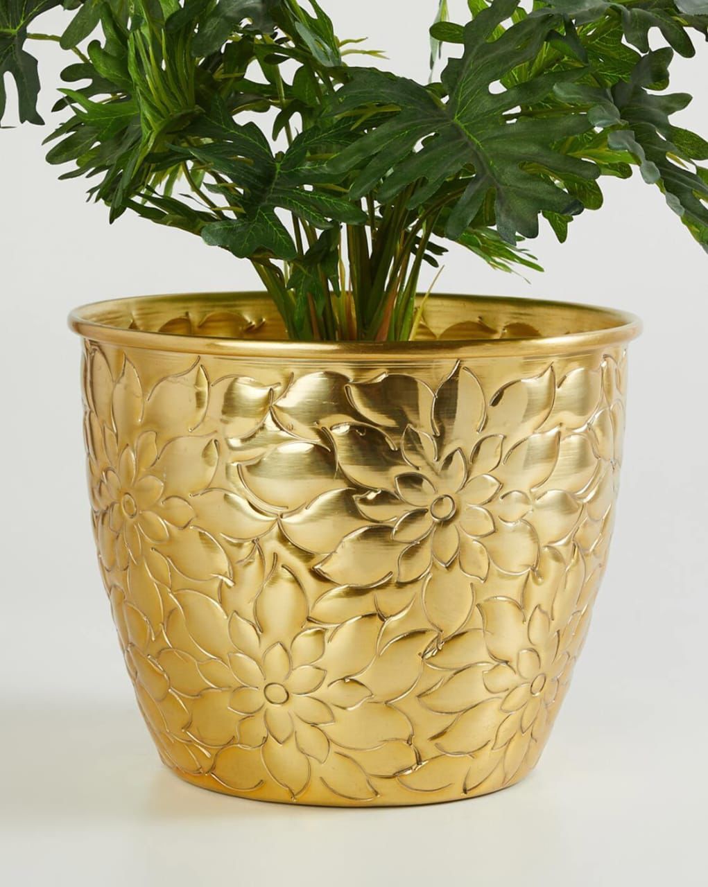 Aluminium Planter Embossed Gold