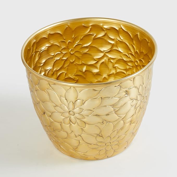 Aluminium Planter Embossed Gold - Image 2